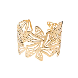 Brazalete Ajustable  Mariposa  Monarca con baño Oro