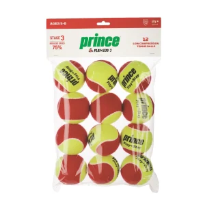 BOLSA 12 UNIDADES PELOTA TENIS PRINCE PLAY Y STAGE 3 REDUCIDA 75%