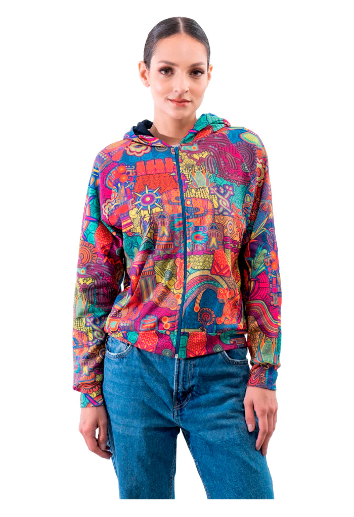 Sudadera X贸chitl Mujer Diosas Mexicas Amarillo - Imagen 3