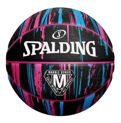 BALON BASQUETBOL SPALDING MARBLE BLACK/PINK N°6