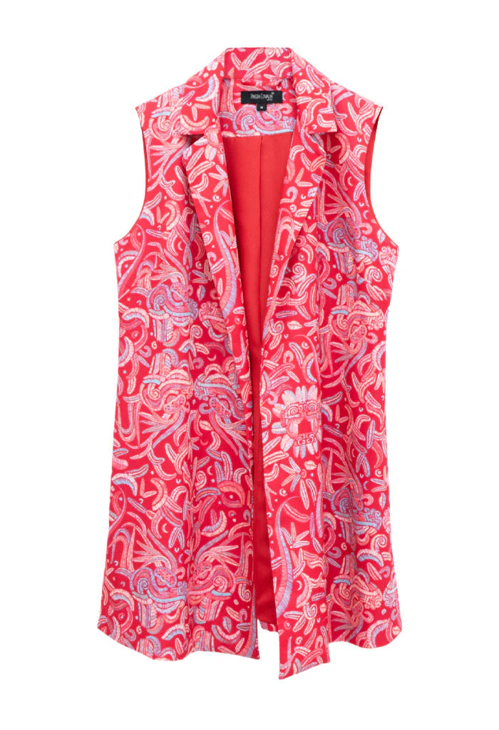 Chaleco Okuili Quetzalc贸atl Rojo Brillante