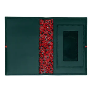 Porta Pasaporte Kukxaan Negro Ribete Rojo Mariposa Monarca Rojo
