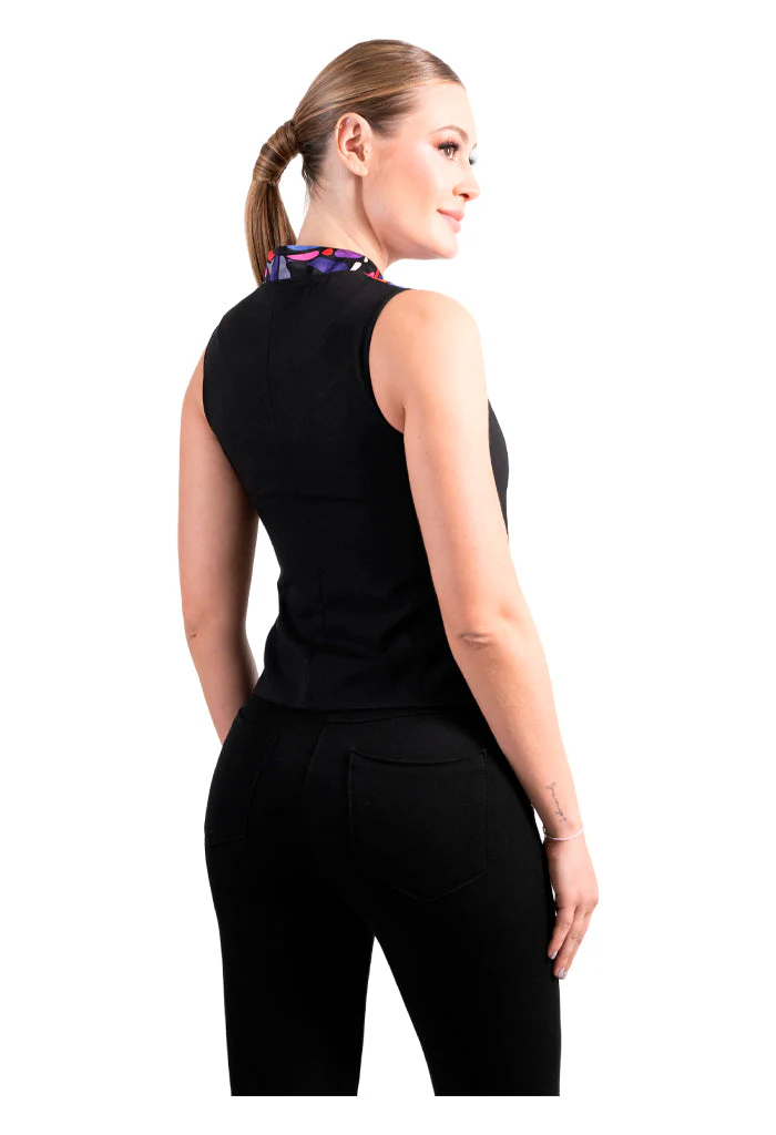 Chaleco Combinado Mariposa Abstracta Negro - Imagen 5