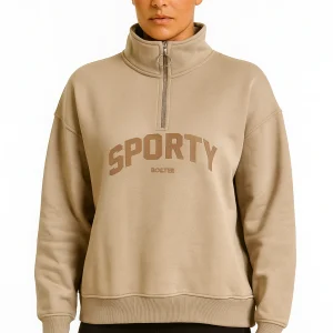 POLERÓN OVERSIZE MUJER HALF ZIP SPORTY T/U