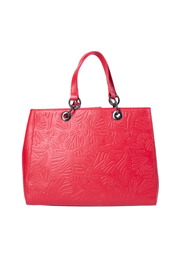 Bolsa Kaxan Piel Herraje Negro Grabado Mariposa - Imagen 4