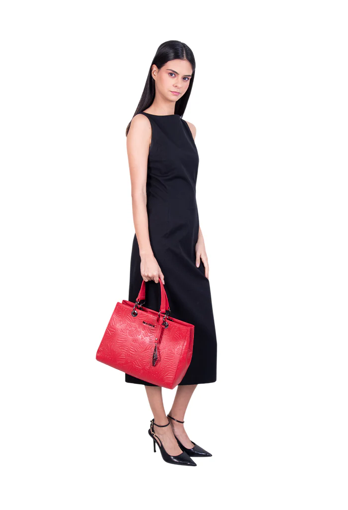 Bolsa Kaxan Piel Herraje Negro Grabado Mariposa - Imagen 9