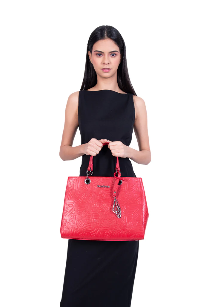 Bolsa Kaxan Piel Herraje Negro Grabado Mariposa - Imagen 5