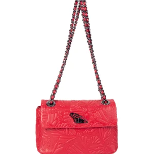 Bolsa Tusbel Piel Mini Herraje Negro  Grabado Mariposa