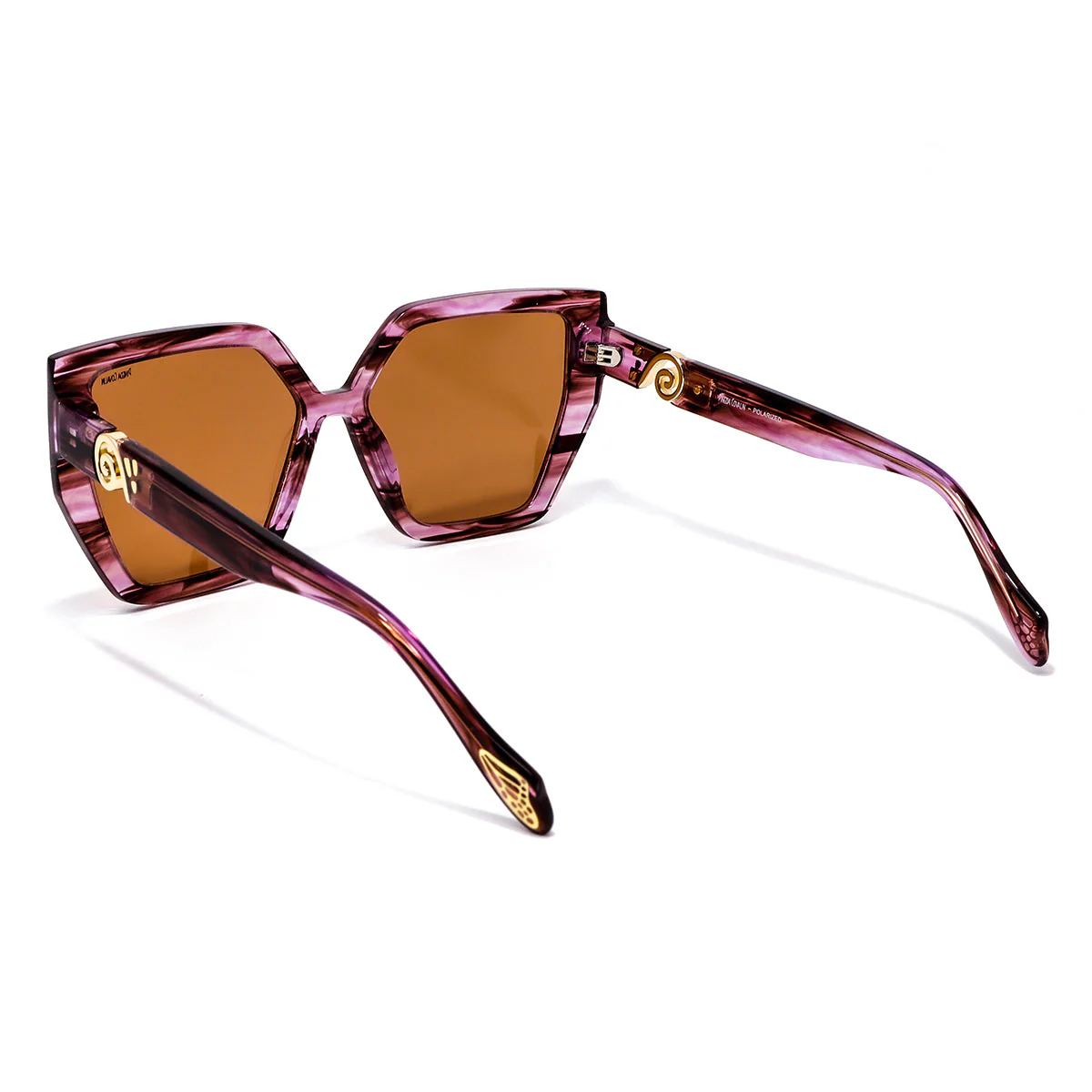 Lentes de Sol Hexagonales Caf茅 Degradado Greca Mariposa Monarca - Imagen 4