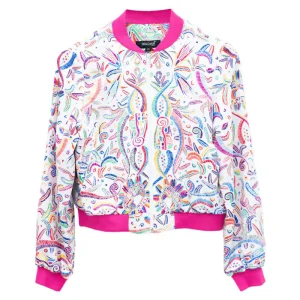 Bomber AKENBA Seda Jacquard  Quetzalcóatl Blanco