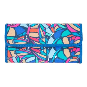 Cartera Bolsillo Azul Mariposa Abstracta Marino