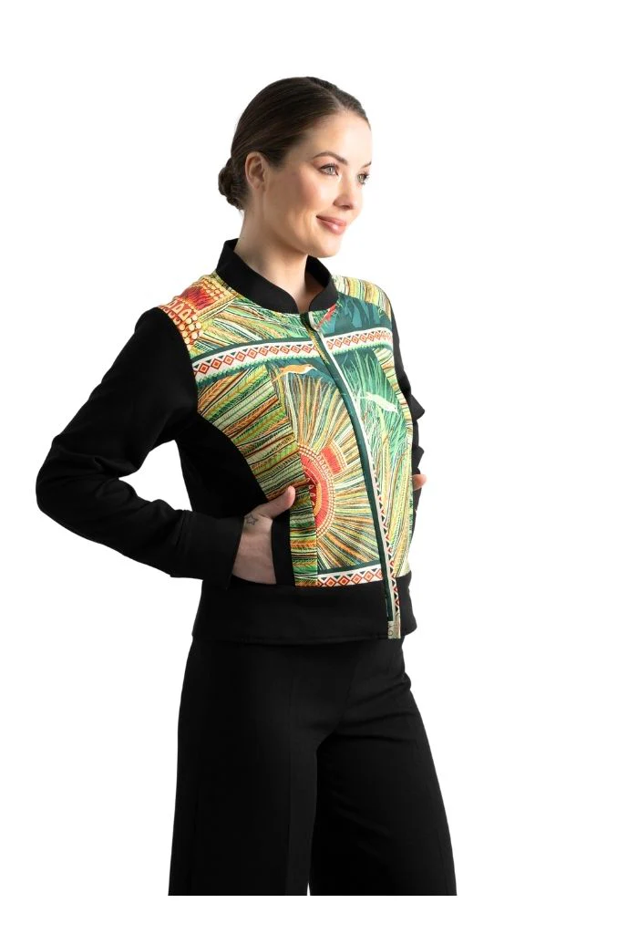 Bomber Okomej Arte Plumaria Verde - Imagen 4