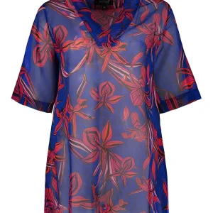 Vestido Soyatl Corto Orquídeas Marino