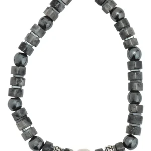 Pulsera Discos Labradorita con Dije Calavera Plata