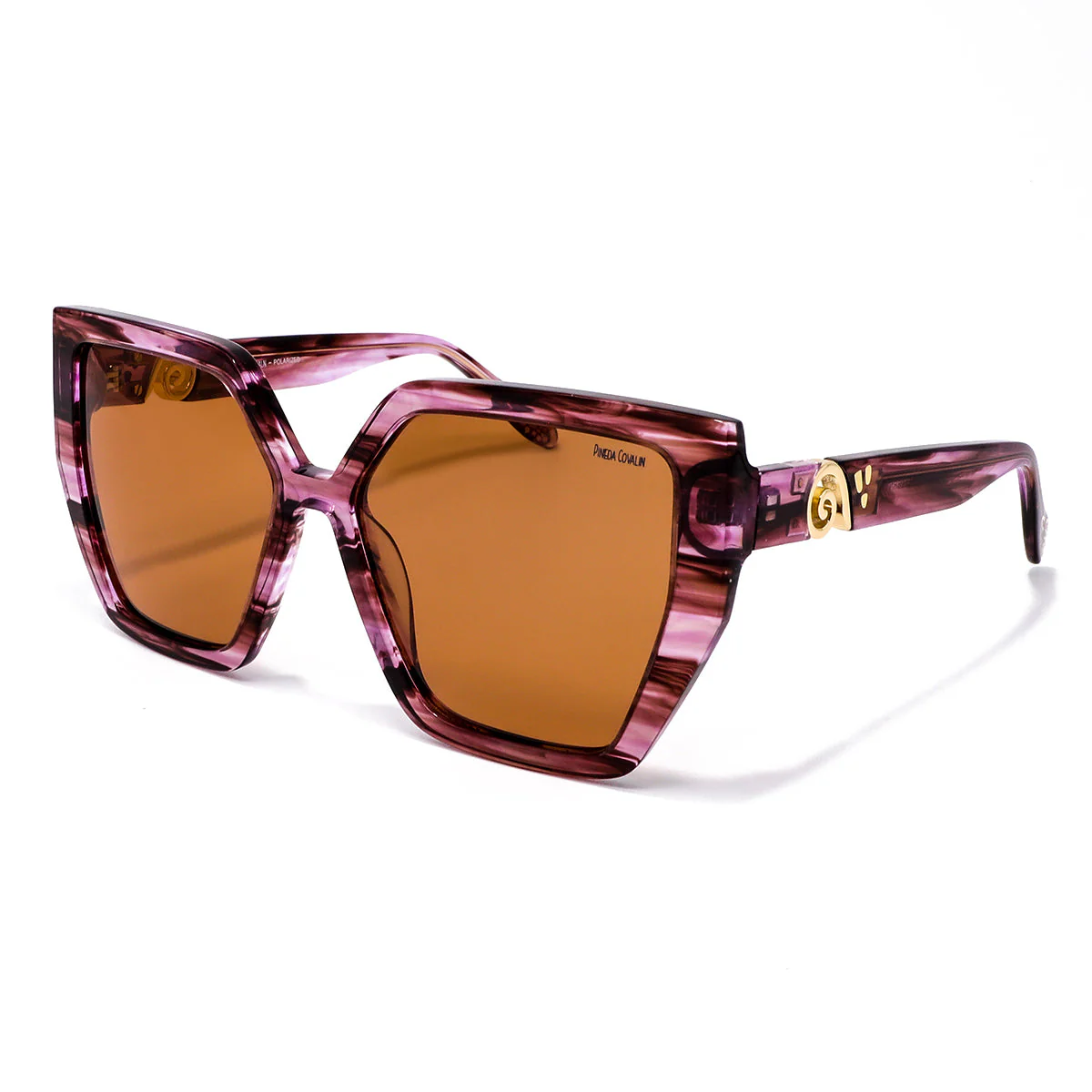 Lentes de Sol Hexagonales Caf茅 Degradado Greca Mariposa Monarca