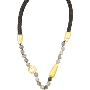 Collar Unisex Grabado Cruces con Perla