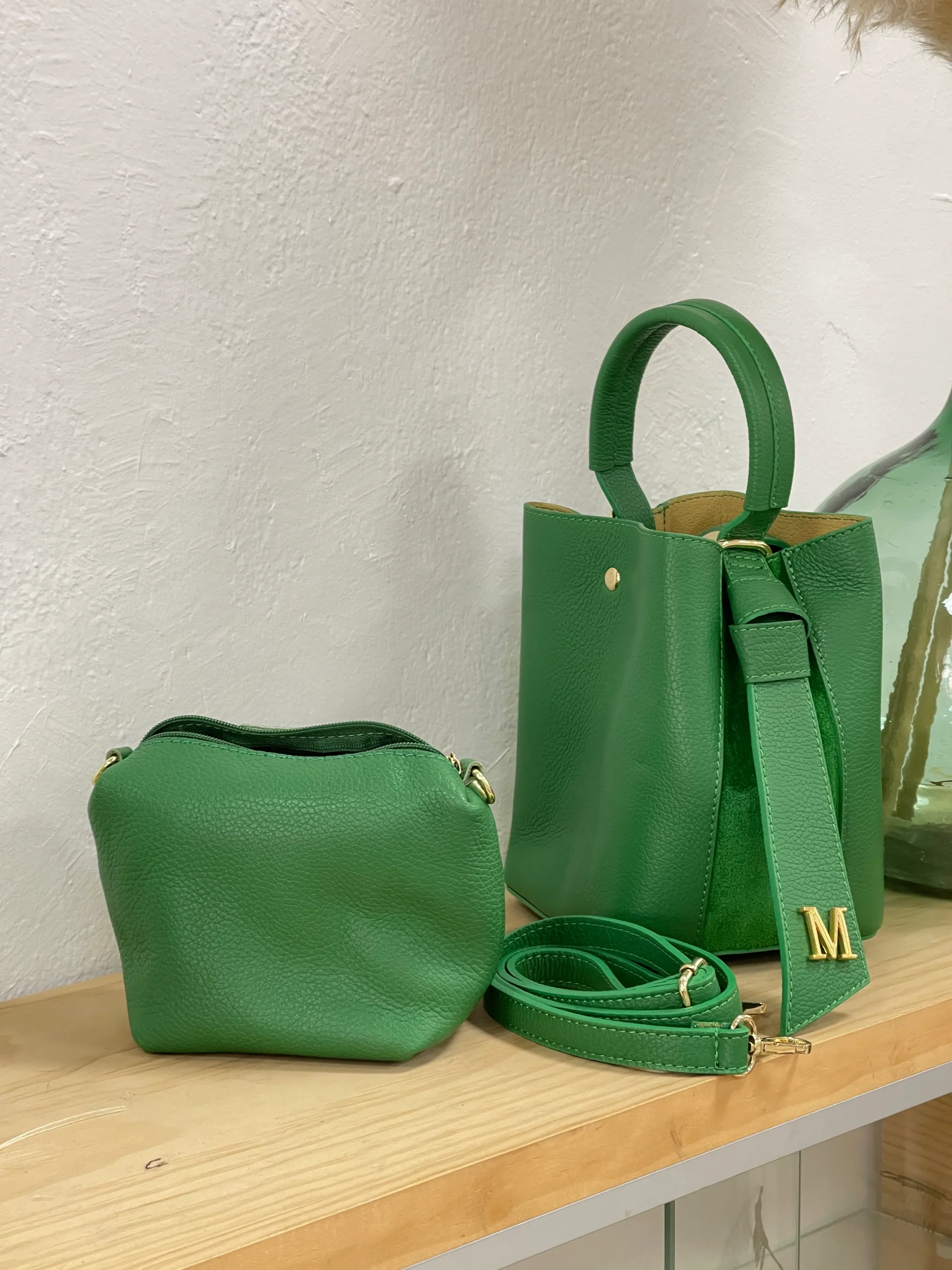 Bolso Bombonera Piel Verde Hierba - Imagen 3