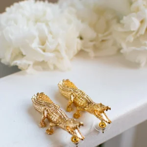 Pendiente Cocodrilo Dorado