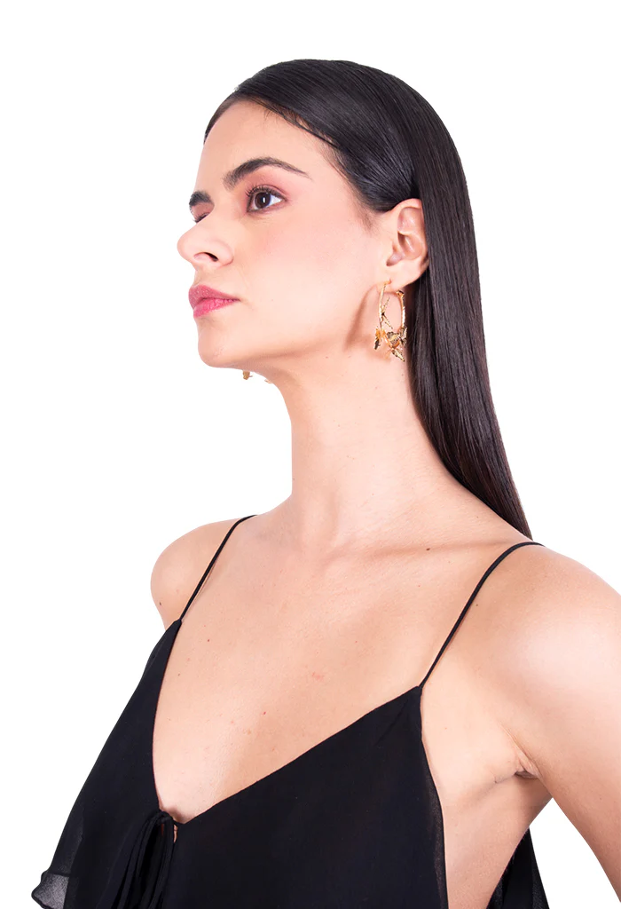 Arracadas Mariposas Chapa De Oro - Imagen 3