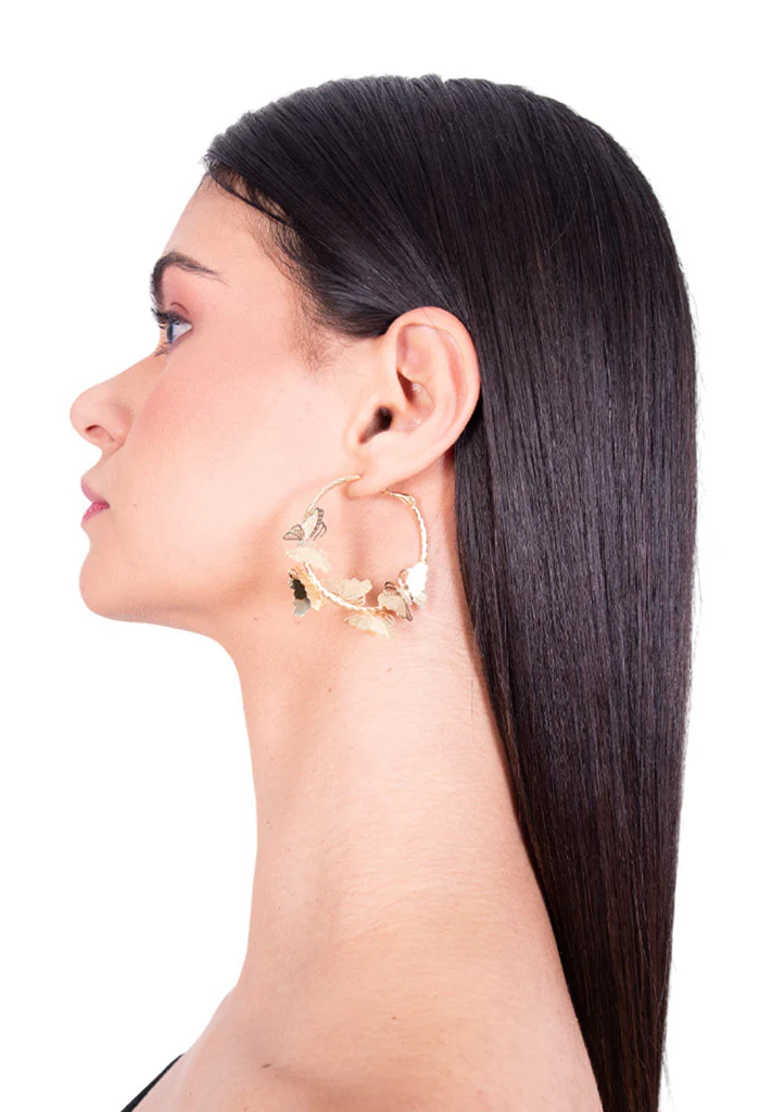 Arracadas Mariposas Chapa De Oro - Imagen 5