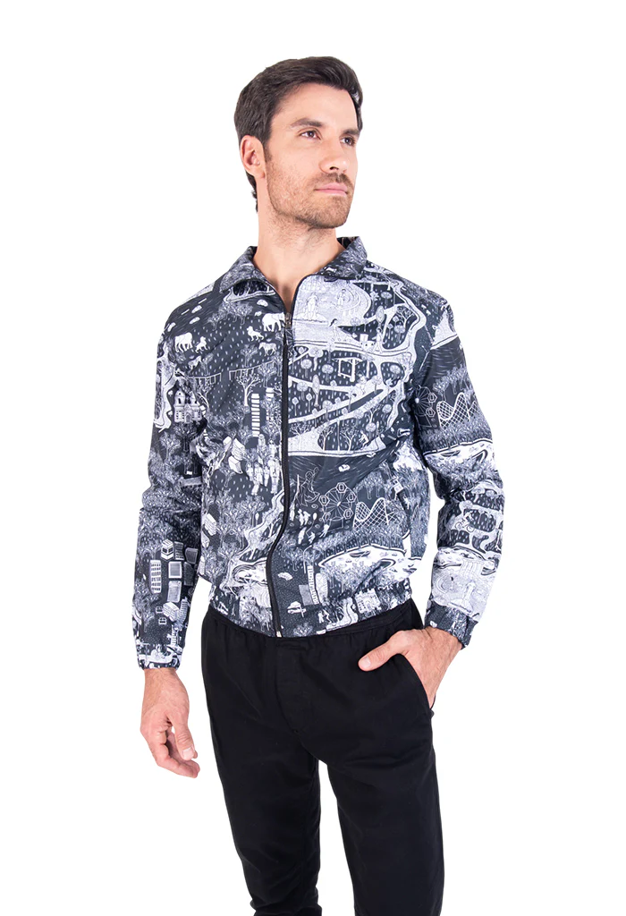 Bomber Tecuatl mi Ciudad Negro Blanco - Imagen 6