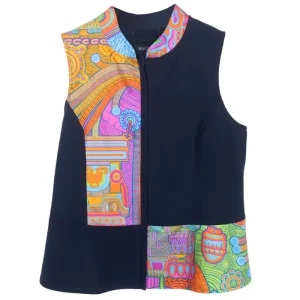 Chaleco Combinado Diosas Mexicas Azul Rosa