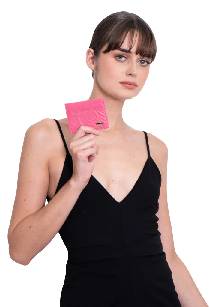 Tarjetero Kuxtal Piel Grabado Mariposa - Imagen 3